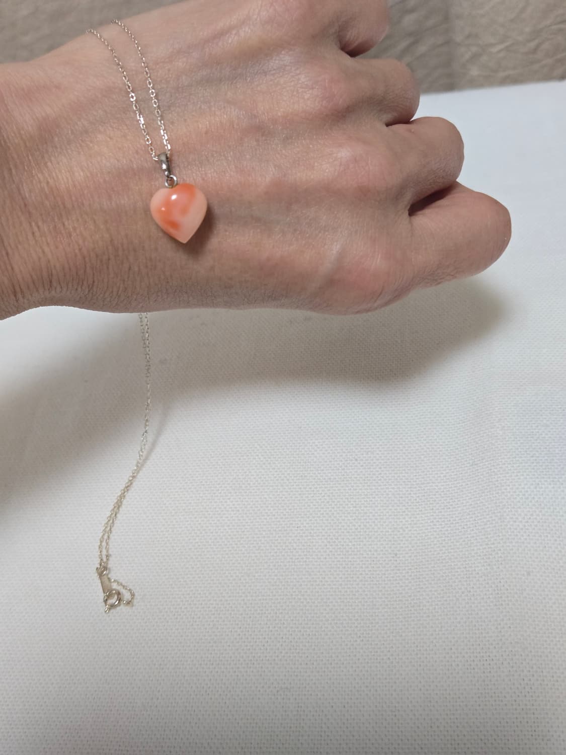 S925 Coral Tone Chalcedony Heart Necklac 상품이미지7