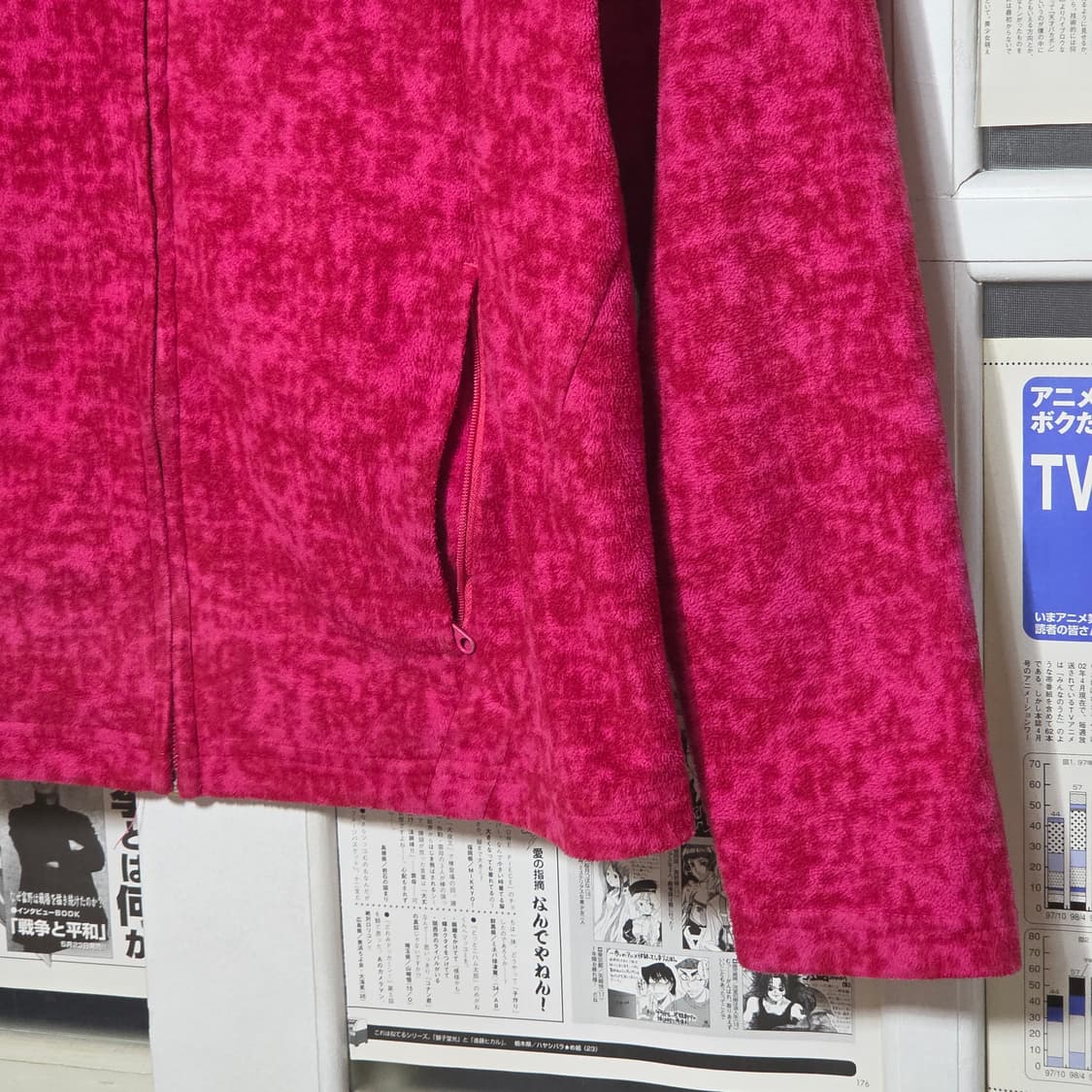 빈티지 마젠타 핑크 후리스 집업 상품이미지3