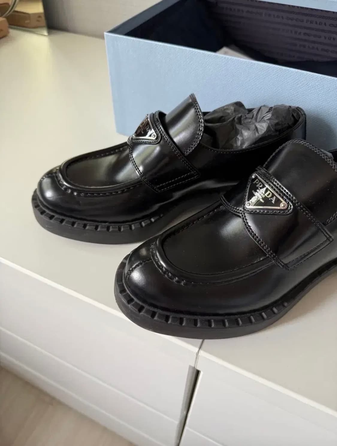 프라다 초콜릿 브러쉬드 로퍼 여성 37 240mm 상품이미지2