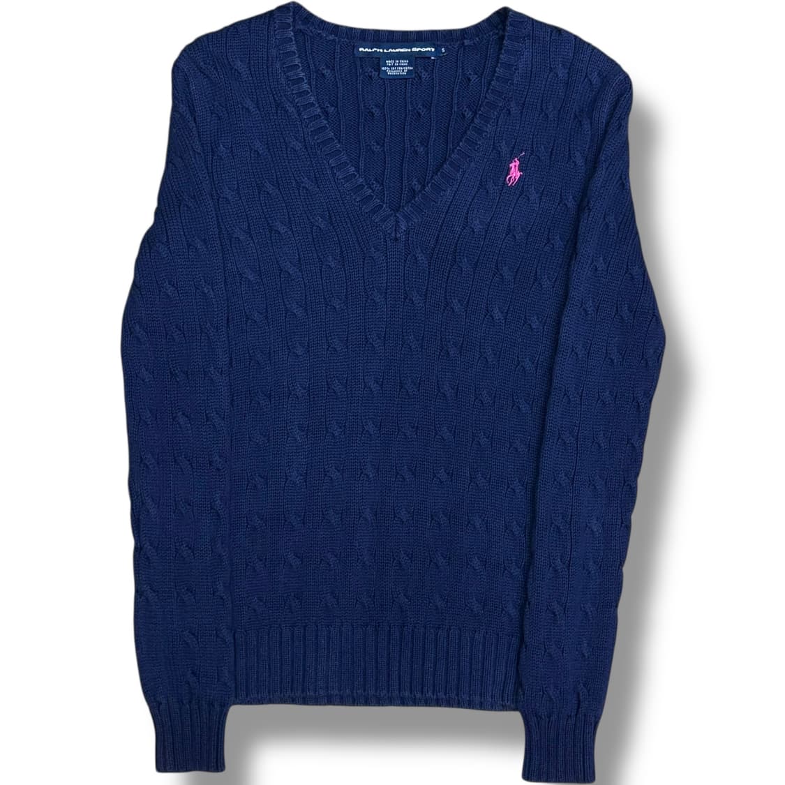 Polo Ralph Lauren 네이비 브이넥 케이블 코튼 니트 상품이미지1