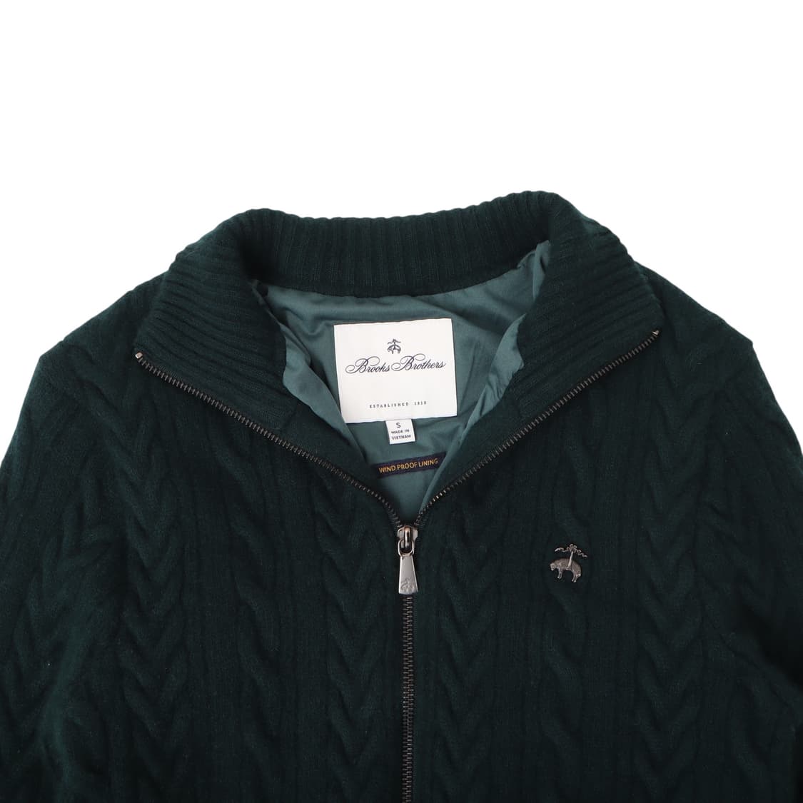 브룩스브라더스 다크그린 울 케이블 니트 집업 상품이미지2