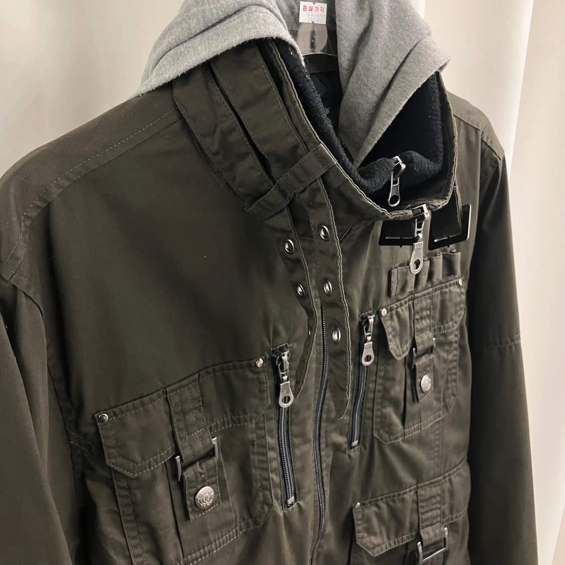 JPN VTG 카키 펑크 지퍼 디테일 자켓 L 상품이미지5