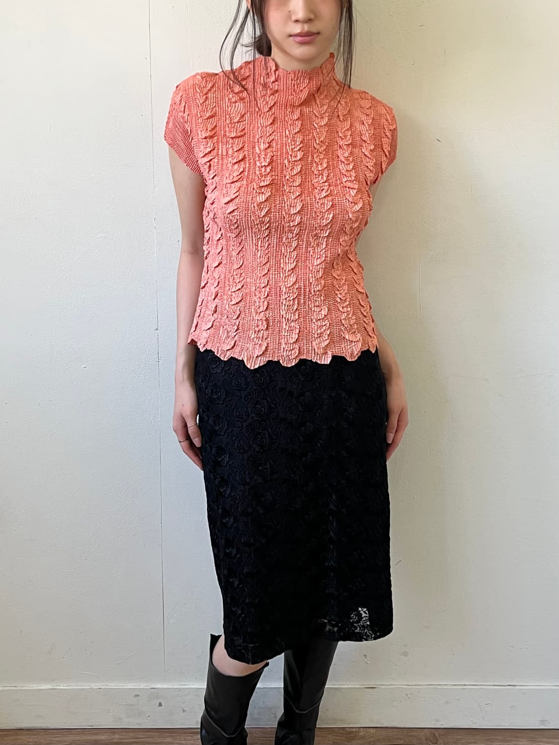 Jurei 플라워 블랙 미디스커트 상품이미지7