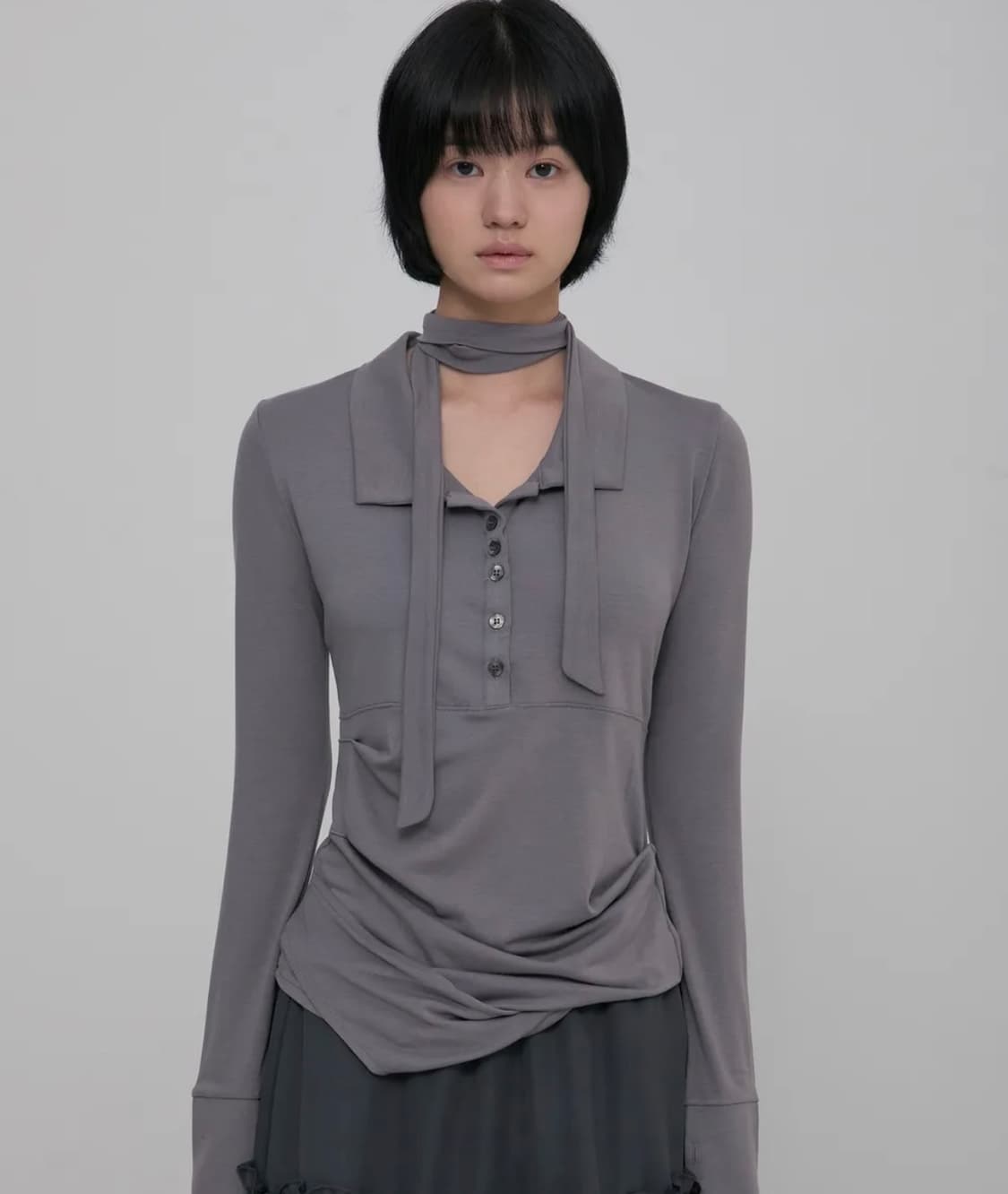 플레어업 Asymmetrical Draped Shirt (FL-186_G 상품이미지1