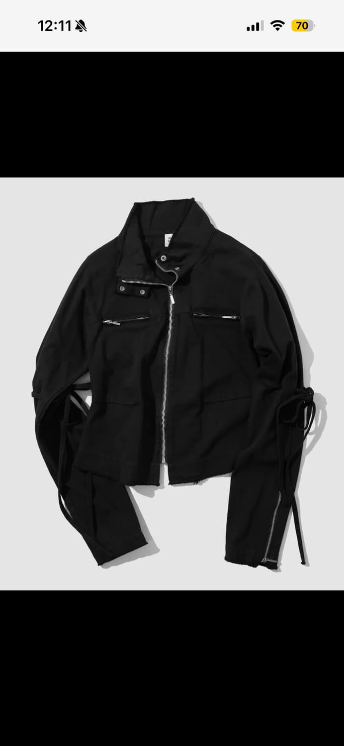 플레이스 스튜디오 데미지 빈티지 워싱 스트링 라인 코튼 집업 자켓 블랙 상품이미지1