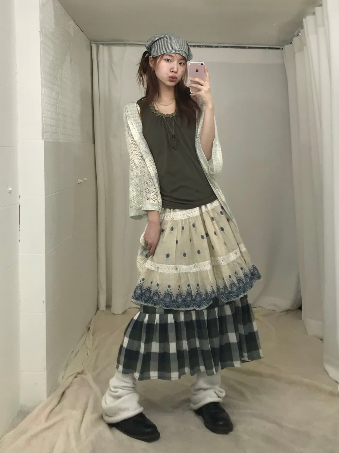 🍵 빈티지 카키 그런지 모리 페어리 코디 세트 상품이미지1