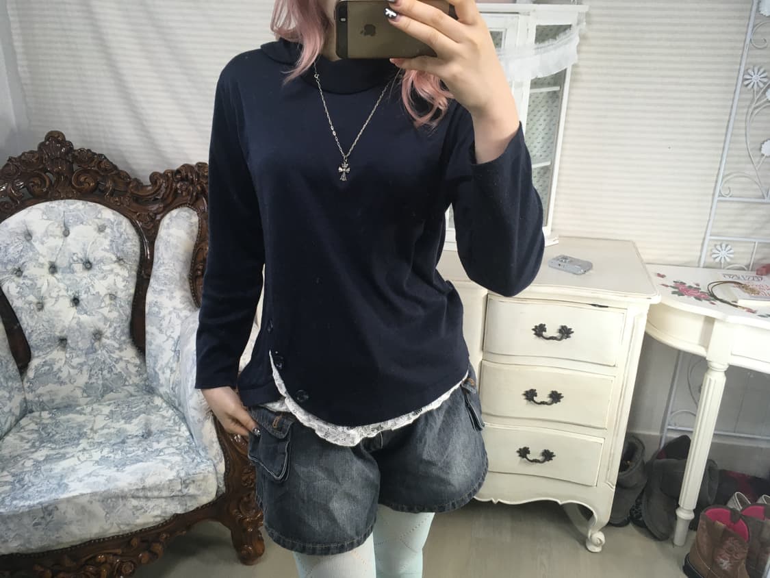 Set)네이비후드집업 + 레이스풀오버 상품이미지4