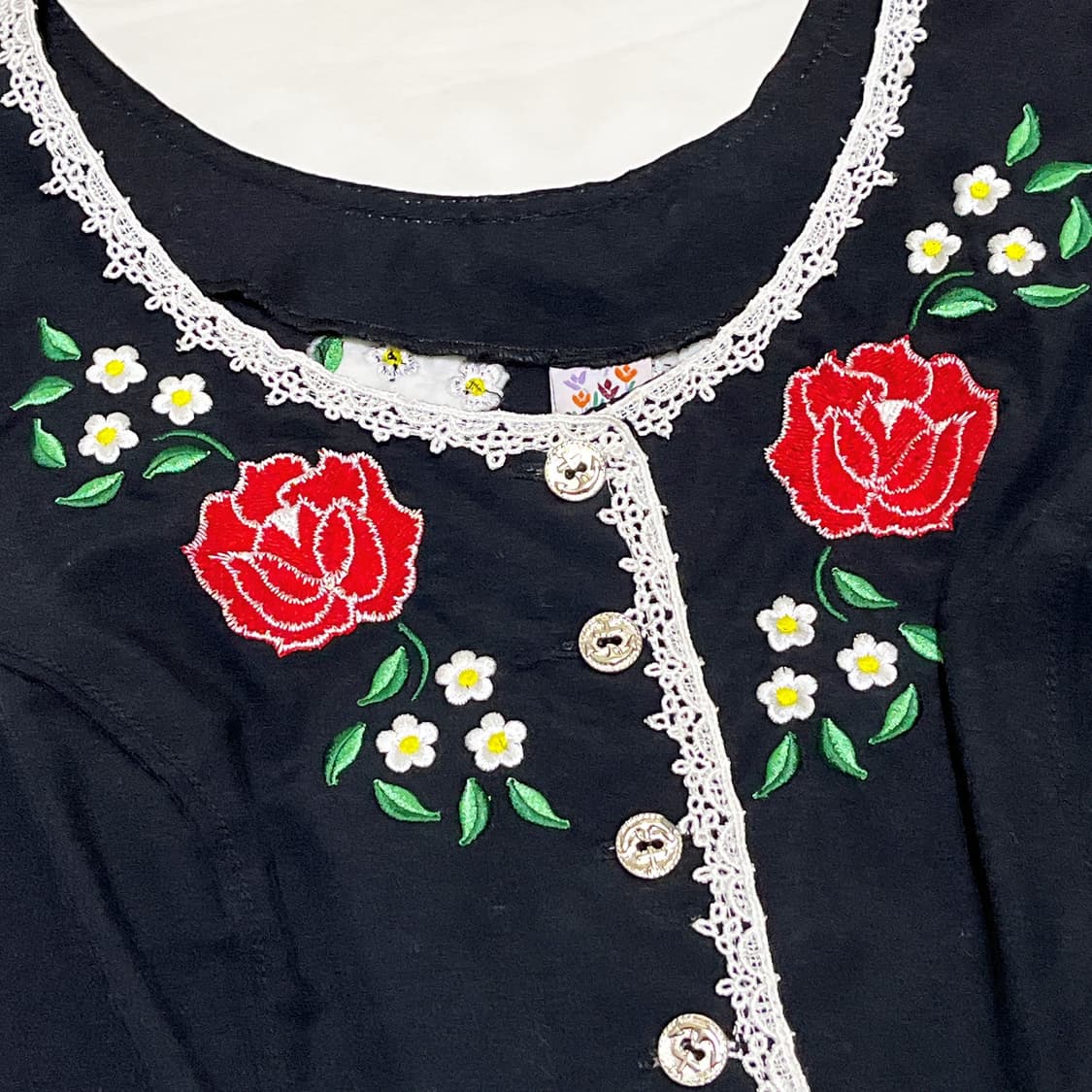 빈티지 ) 레이스트리밍 플라워 베스트 조끼 상품이미지3