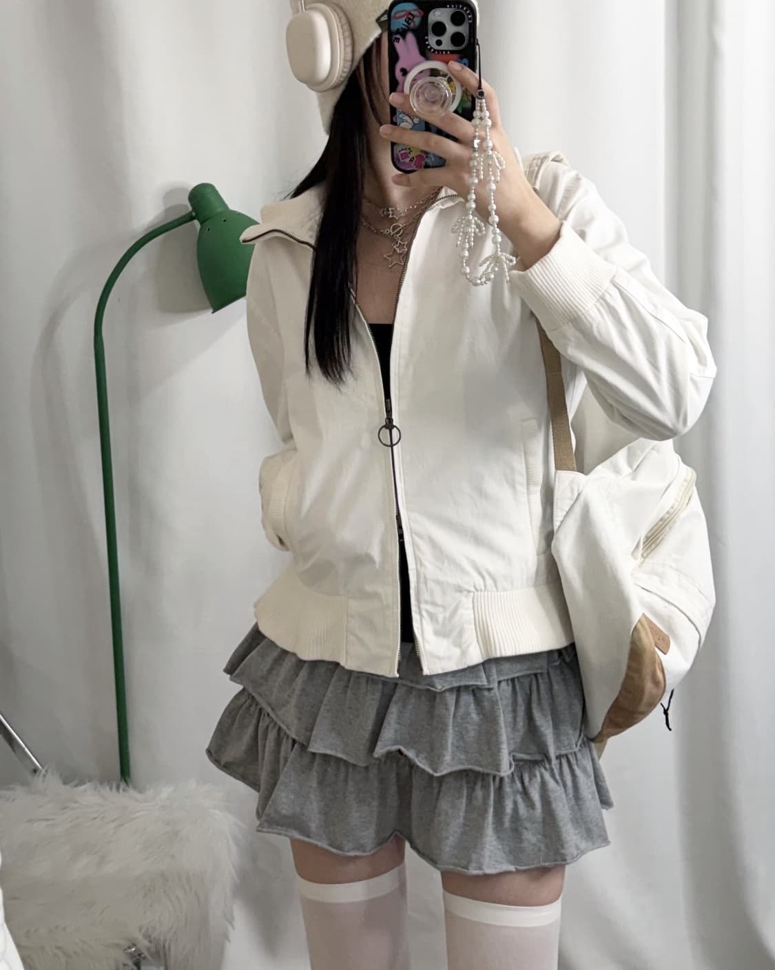 푸마 화이트 빅 카라 투웨이 집업 자켓 상품이미지1