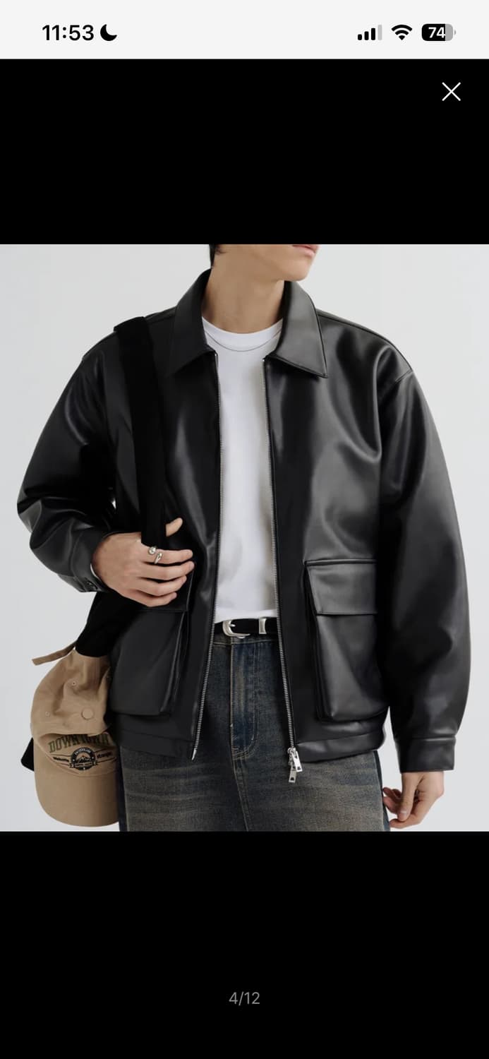 리메인세컨드 비건레더 오버핏 블루종 자켓 (블랙) 상품이미지2