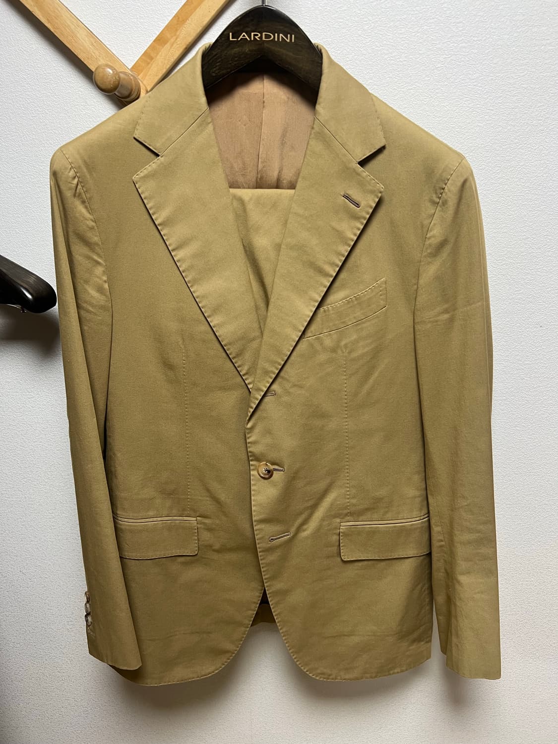 카루소 코튼 다크베이지 수트 셋업 정장 48사이즈 상품이미지1