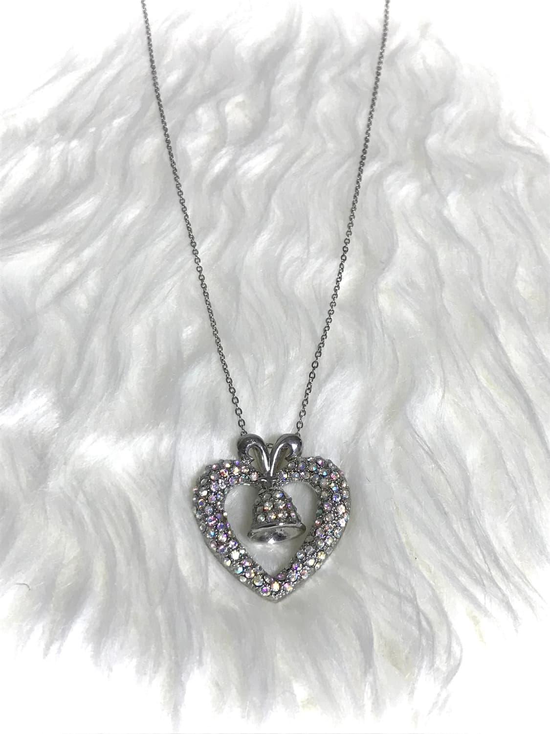 빈티지 하트 종 헤이세이 갸루 오팔 롱 드롭 써지컬스틸 체인 목걸이 상품이미지1