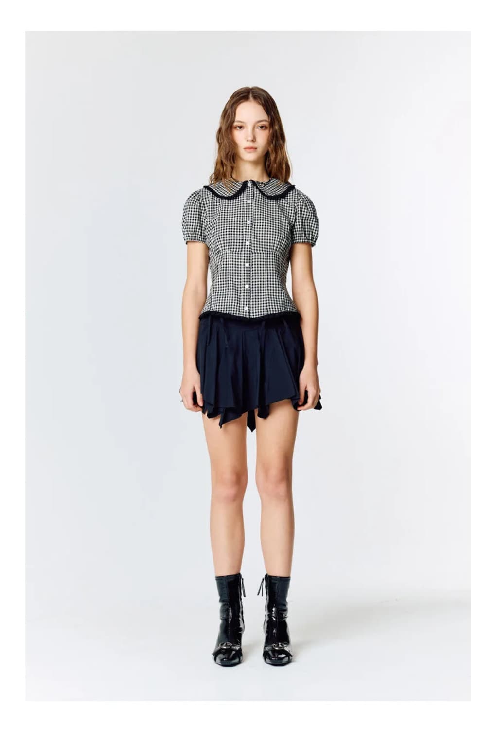 반택포) 라티젠 체크 퍼프 셔츠 L15 check shirt black 상품이미지1