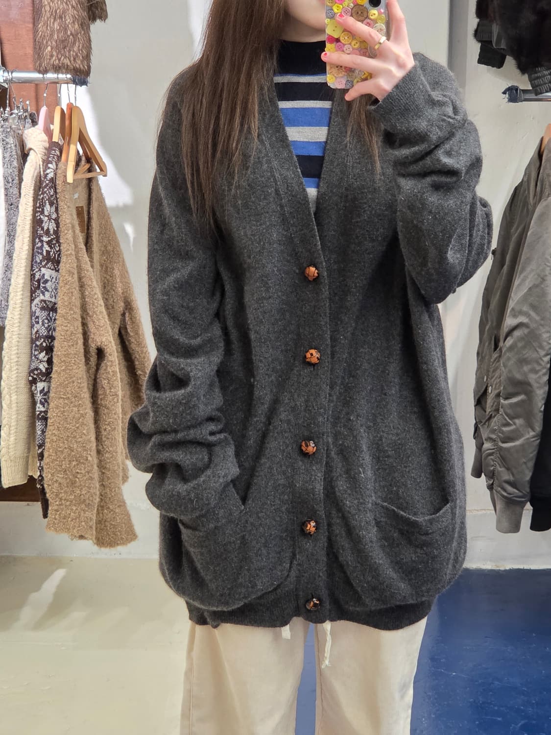 브룩스브라더스 캐시미어 우드버튼 가디건 상품이미지1