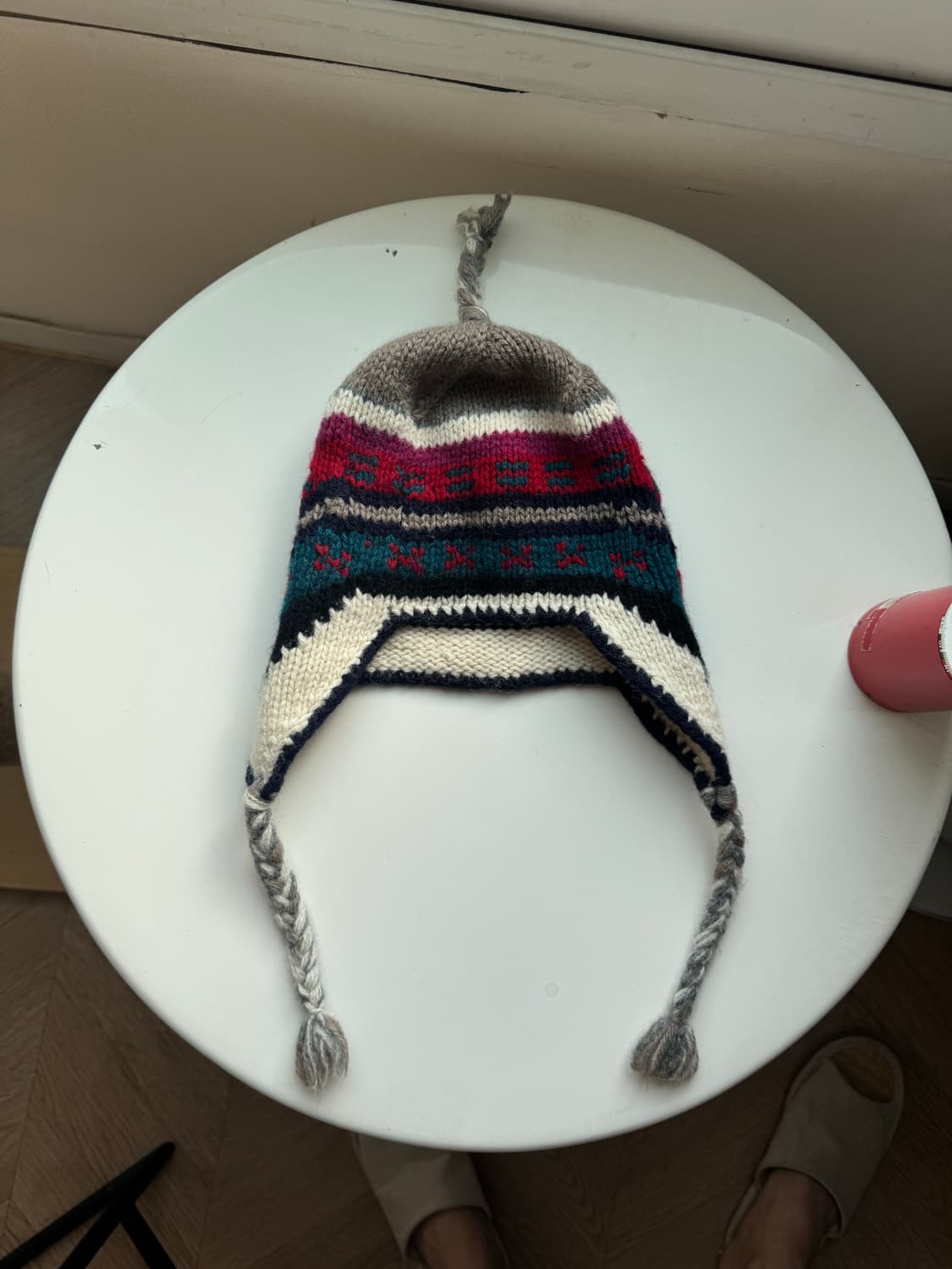 JPN 노르딕 패턴 이어플랩 비니 미중고 상품이미지1