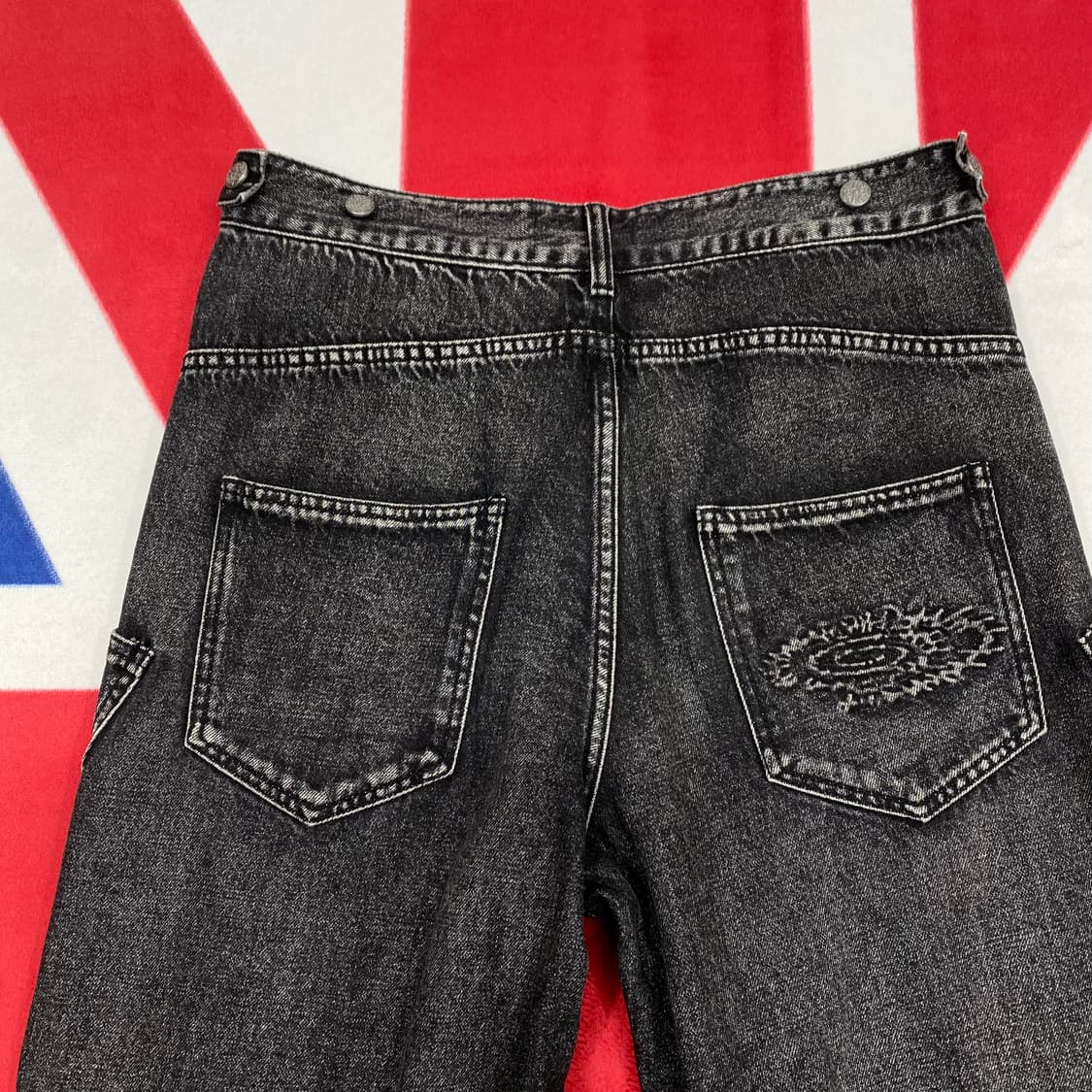 IDWS 아이돈워너셀 와이드 흑청데님팬츠 0 실측32 상품이미지4