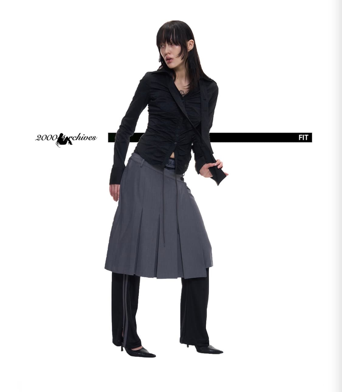 2000ARCHIVES DEPP SKIRT PANTS (CHARCOAL+ 상품이미지2