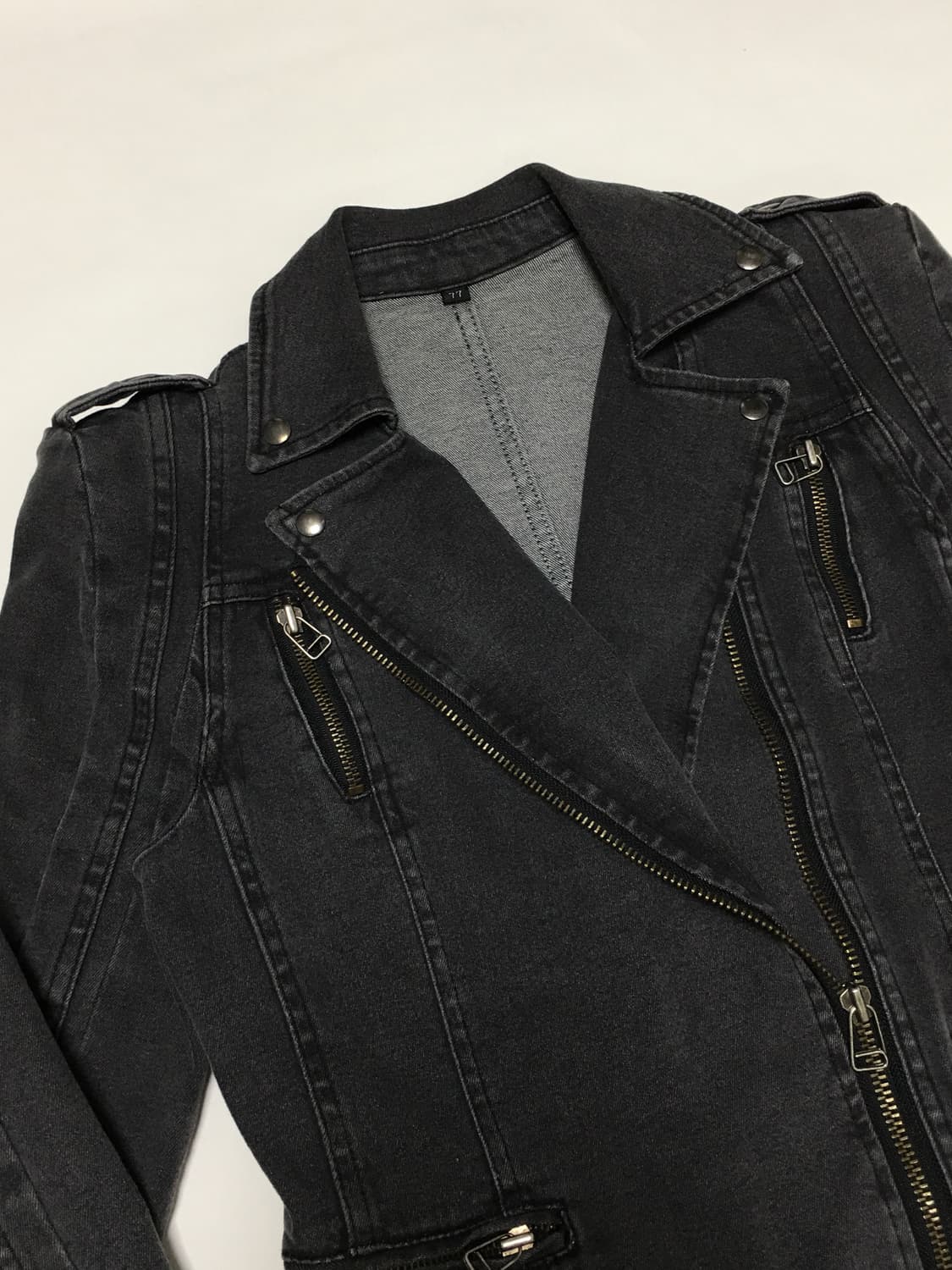 펑크 버클 데님 라이더 자켓 상품이미지3