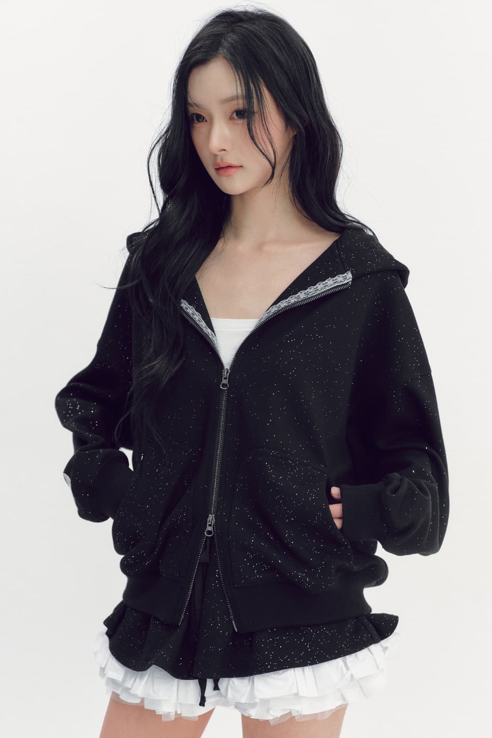 더티스 트윙클 후드집업 블랙 상품이미지6
