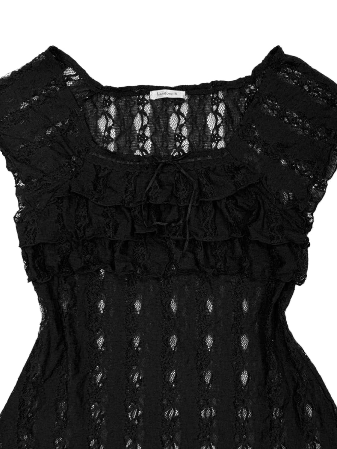 빈티지 Lacifonelli 블랙 레이스 프릴 시루 블라우스 상품이미지3