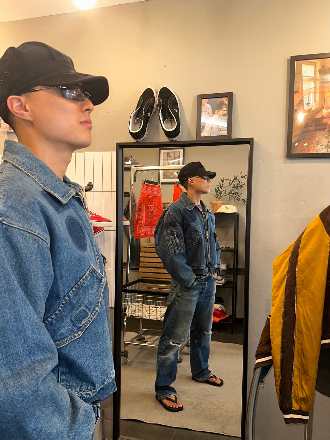 90’s Japanese patch denim flight jacket 상품이미지3