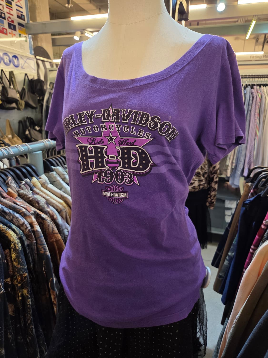 할리데이비슨 퍼플 반팔티 상품이미지2