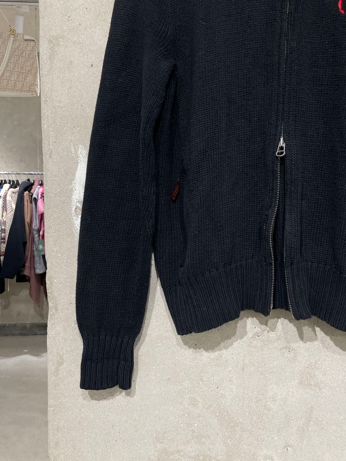 폴로 랄프로렌 블랙 빅 레드포니 투 웨이 집업 니트 자켓 상품이미지4