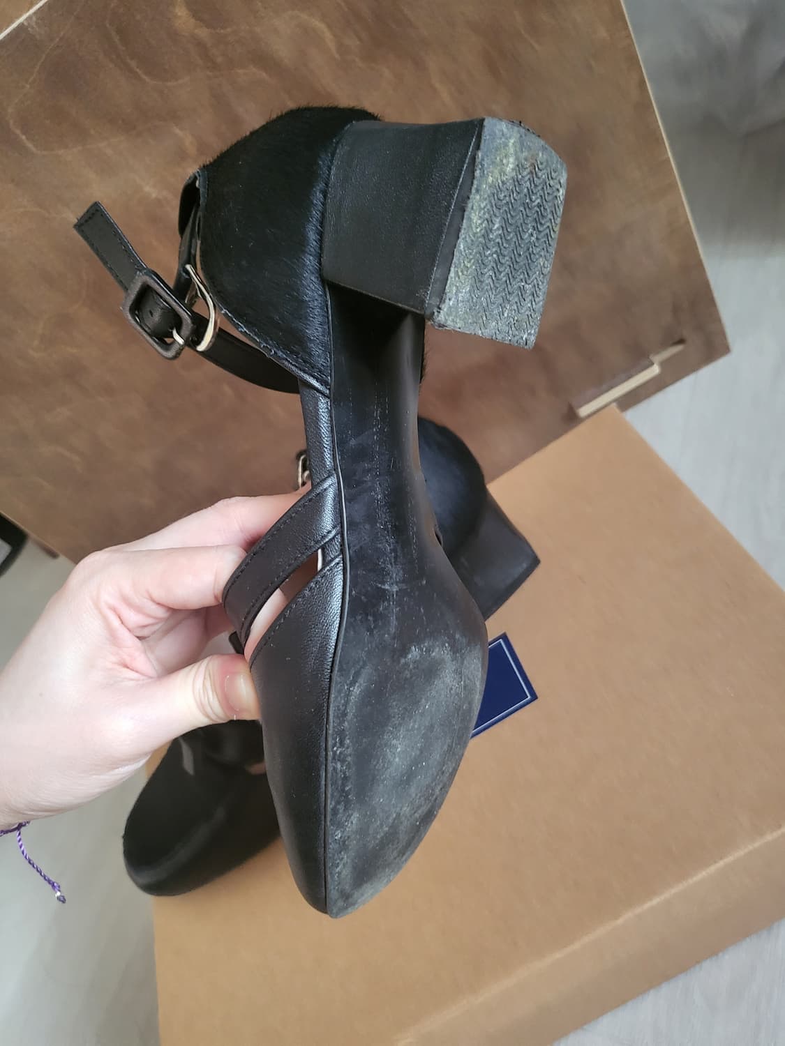 블루바인 로사 메리제인 송치가죽 로퍼힐 수제화 240 상품이미지5