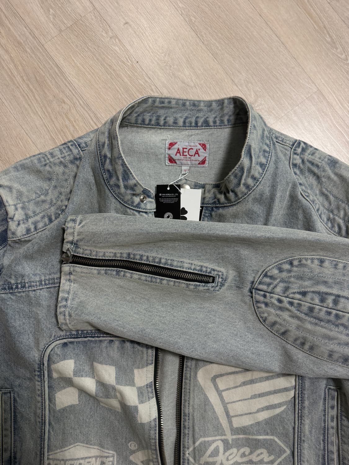 에이카화이트 바이커 데님 자켓 L 상품이미지2