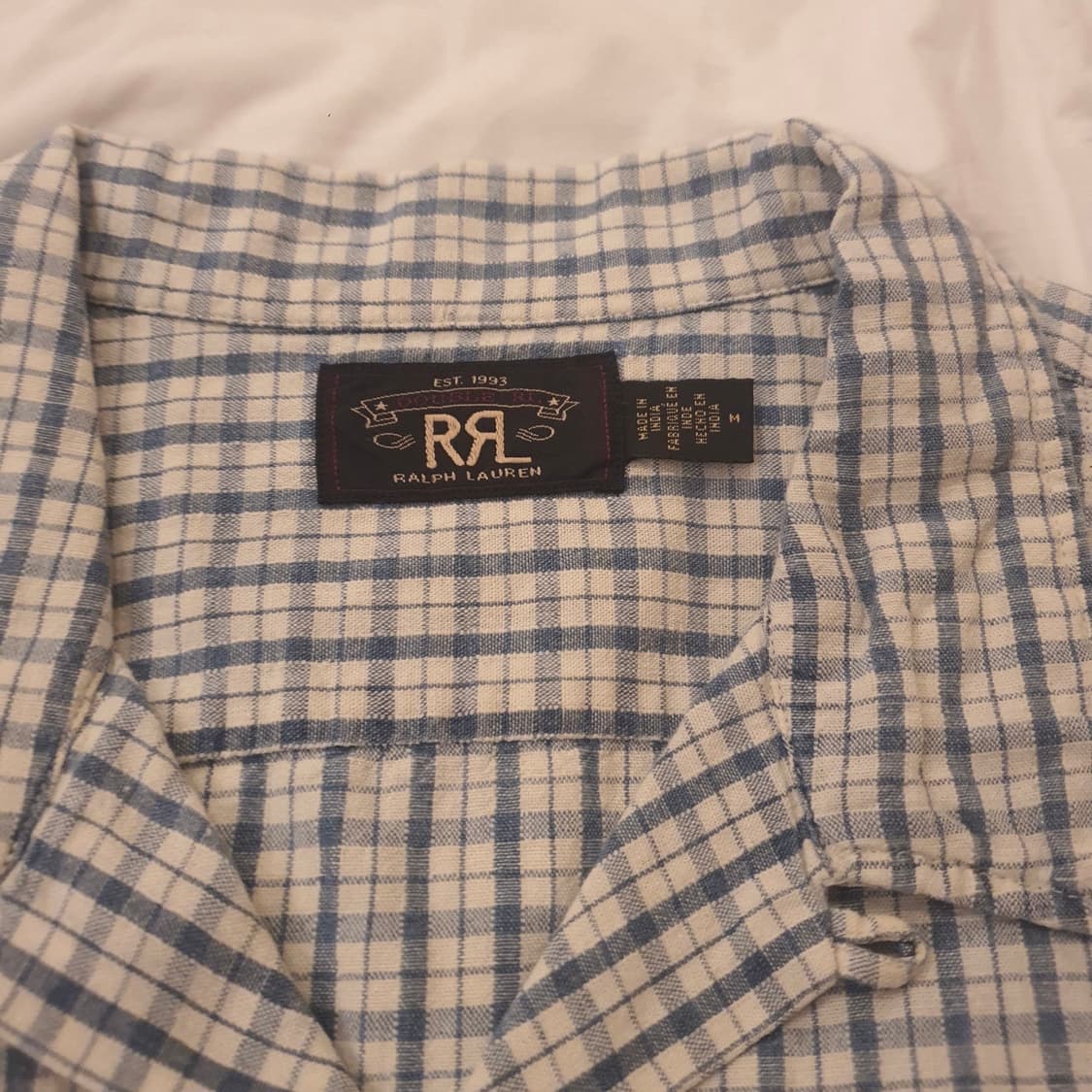 RRL 인디고 체크 린넨 캠프 셔츠 M 상품이미지2