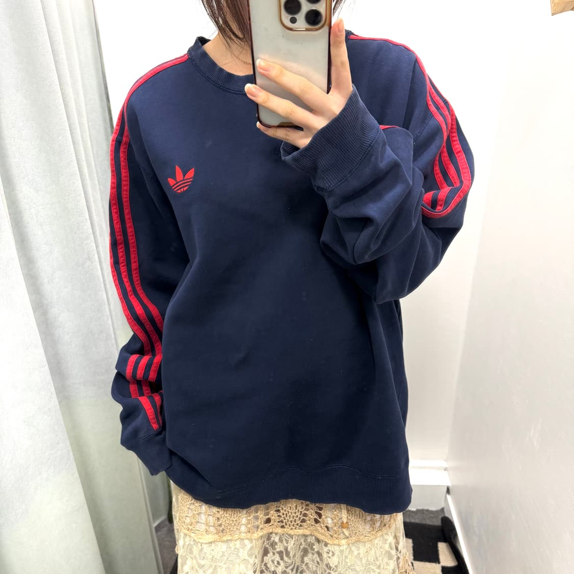 아디다스 네이비 레드 삼선 스웻셔츠 상품이미지2
