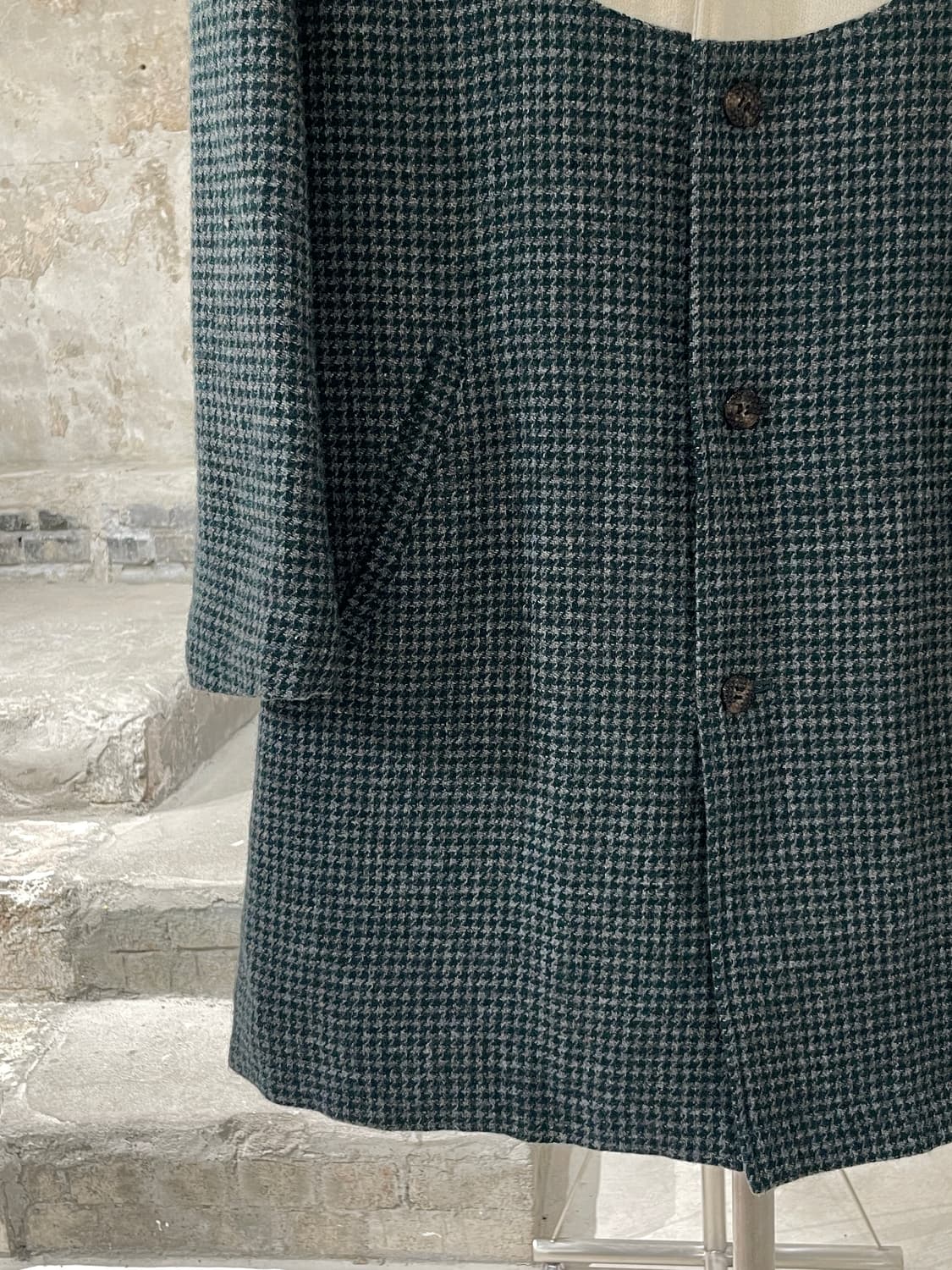 페노메논 12A/W 그린 하운드 투스 체크 울 코트 상품이미지4