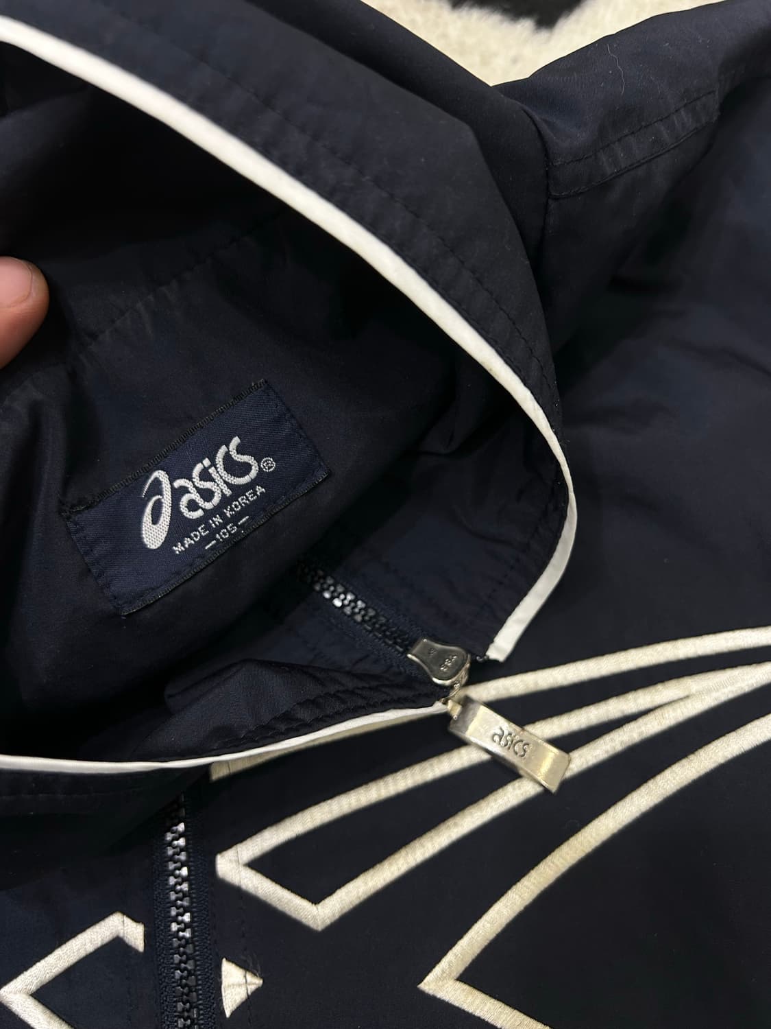 [XL]아식스 90s 올드스쿨 자수로고 바람막이/네이비 상품이미지5
