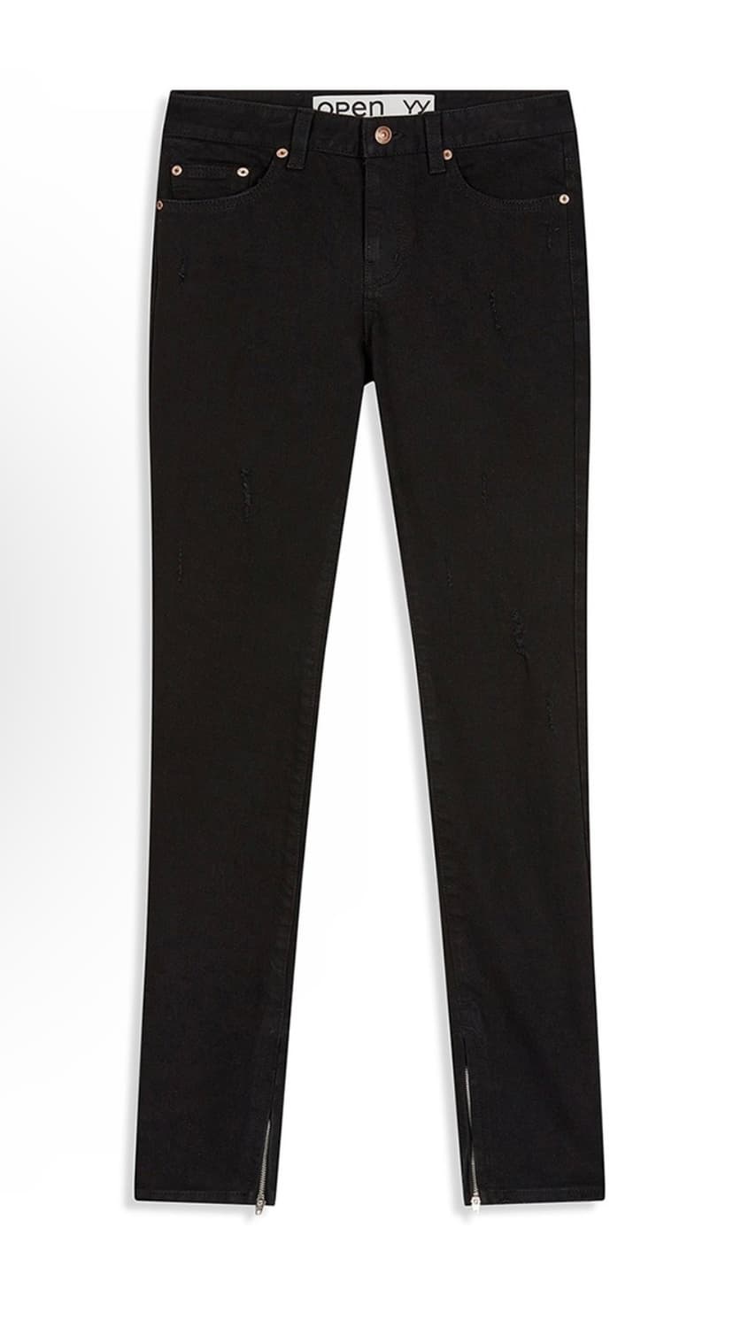 ZIP SLIT SKINNY JEANS, BLACK 상품이미지2