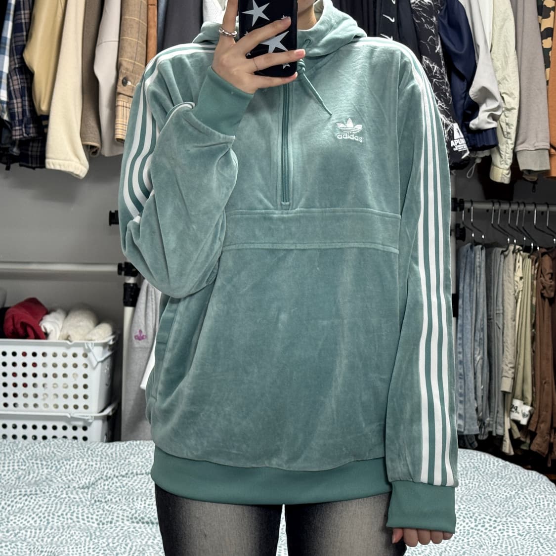 아디다스 코지 하프집업 벨벳 후드 상품이미지1