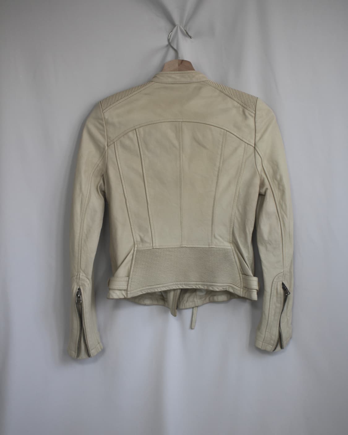 Leather skin-ivory 2 zipper lamb jacket 상품이미지7