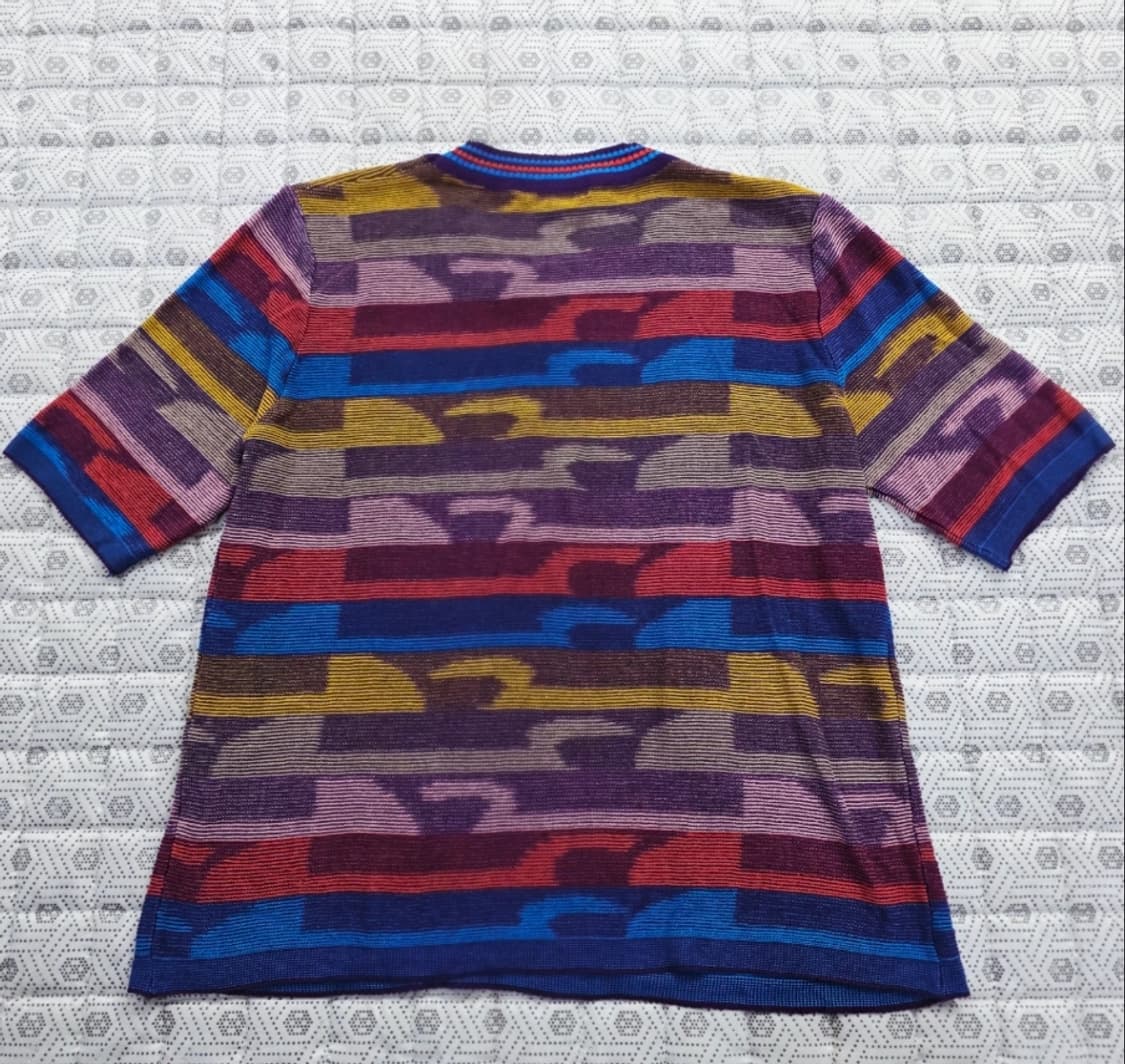 미쏘니 멀티컬러 스트라이프 반팔 니트 ~55 상품이미지3