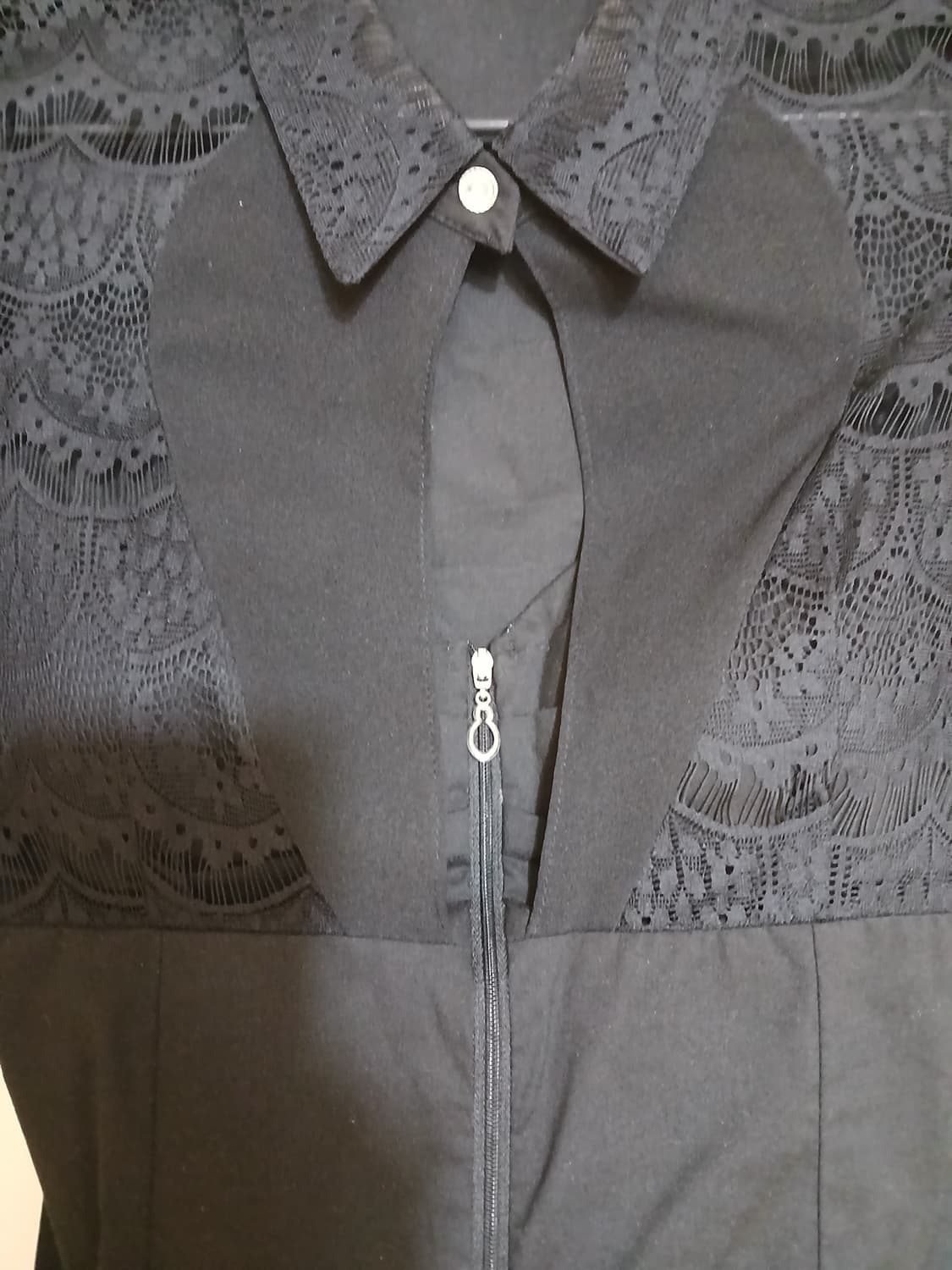 고급 홀복 블랙 레이스 긴팔 집업 캡 블라우스 파티 클럽 섹시 코튼 셔츠 상품이미지2