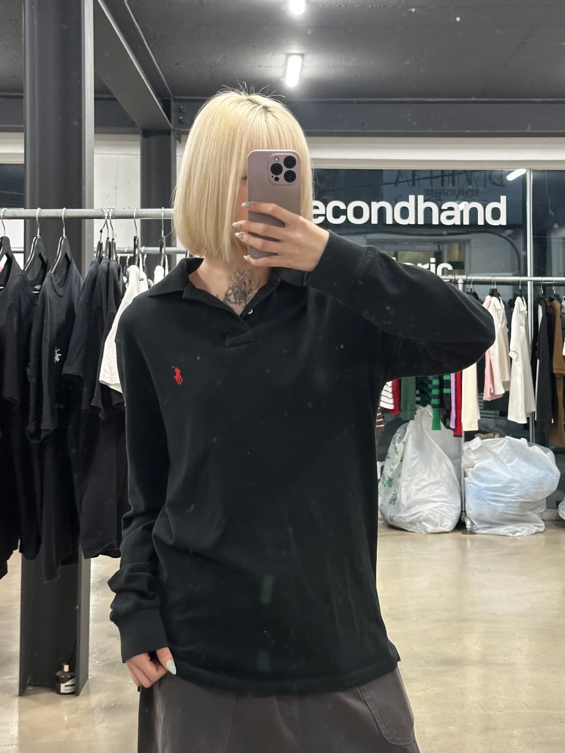 폴로 랄프로렌 블랙 카라 긴팔 티셔츠 상품이미지3