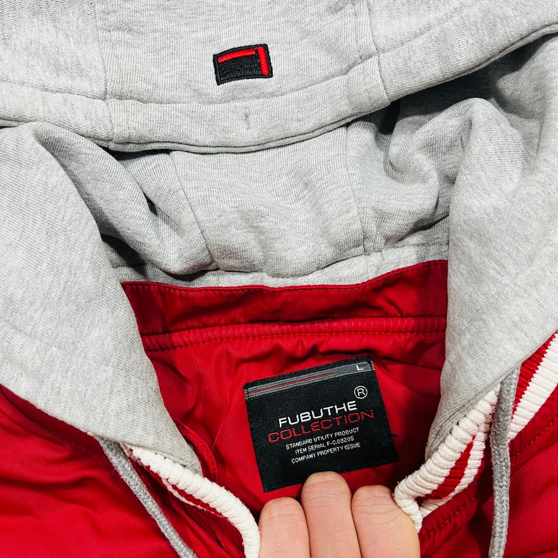 후부 진스 00s 올드스쿨 05 빅로고 레드 후디 집업 상품이미지4