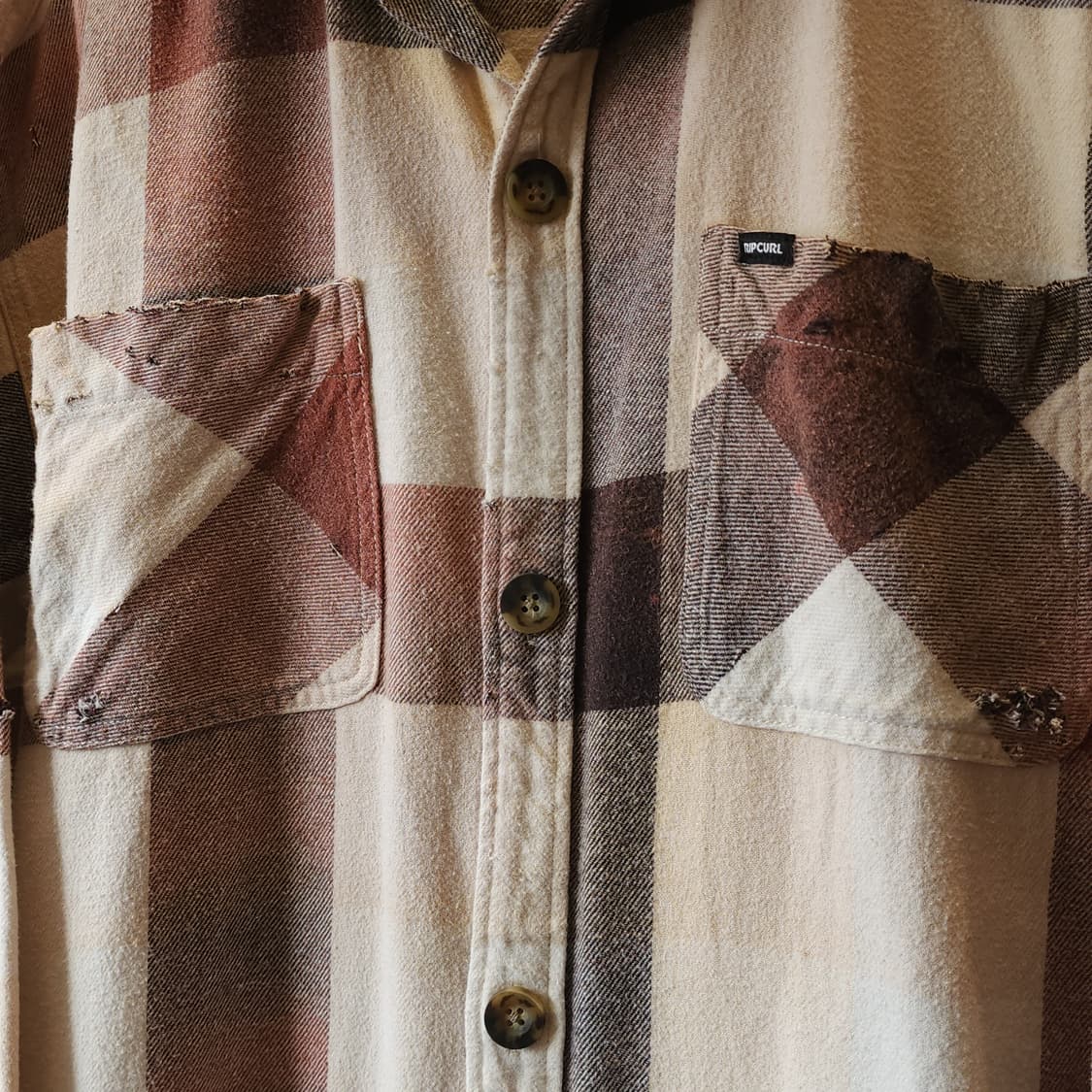 90s 빈티지 체크셔츠 헤비 플란넬 워크셔츠 썬페이딩 셔츠 투포켓 M 상품이미지5