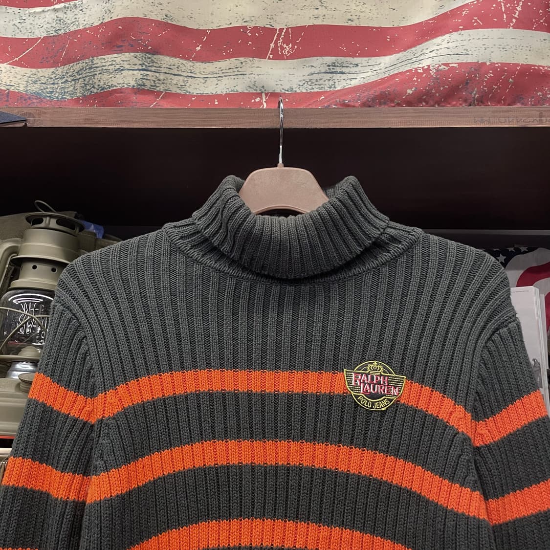 폴로 진스 패치 로고 스트라이프 터틀 넥 니트 스웨터 컨트리  상품이미지3