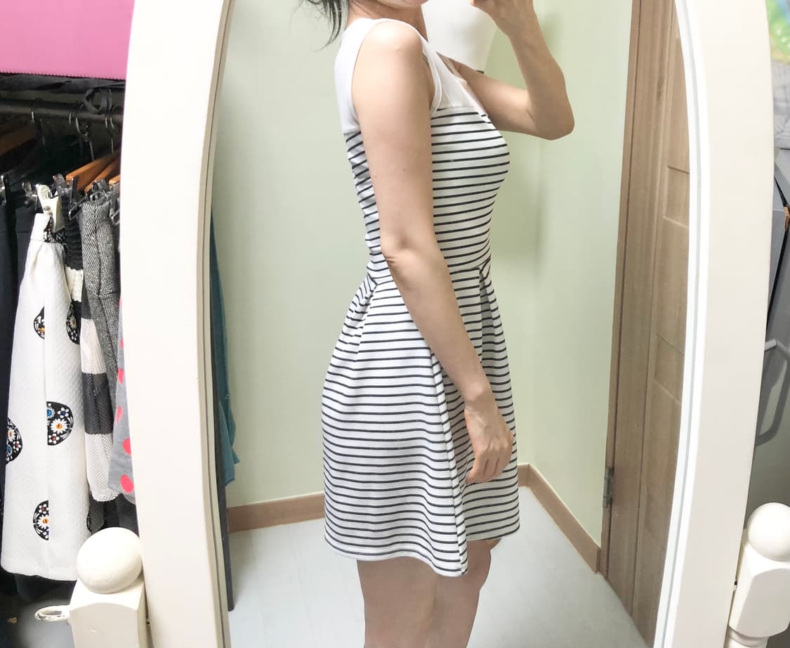 55 망사 장식 스트라이프 원피스/새거수준 상품이미지2