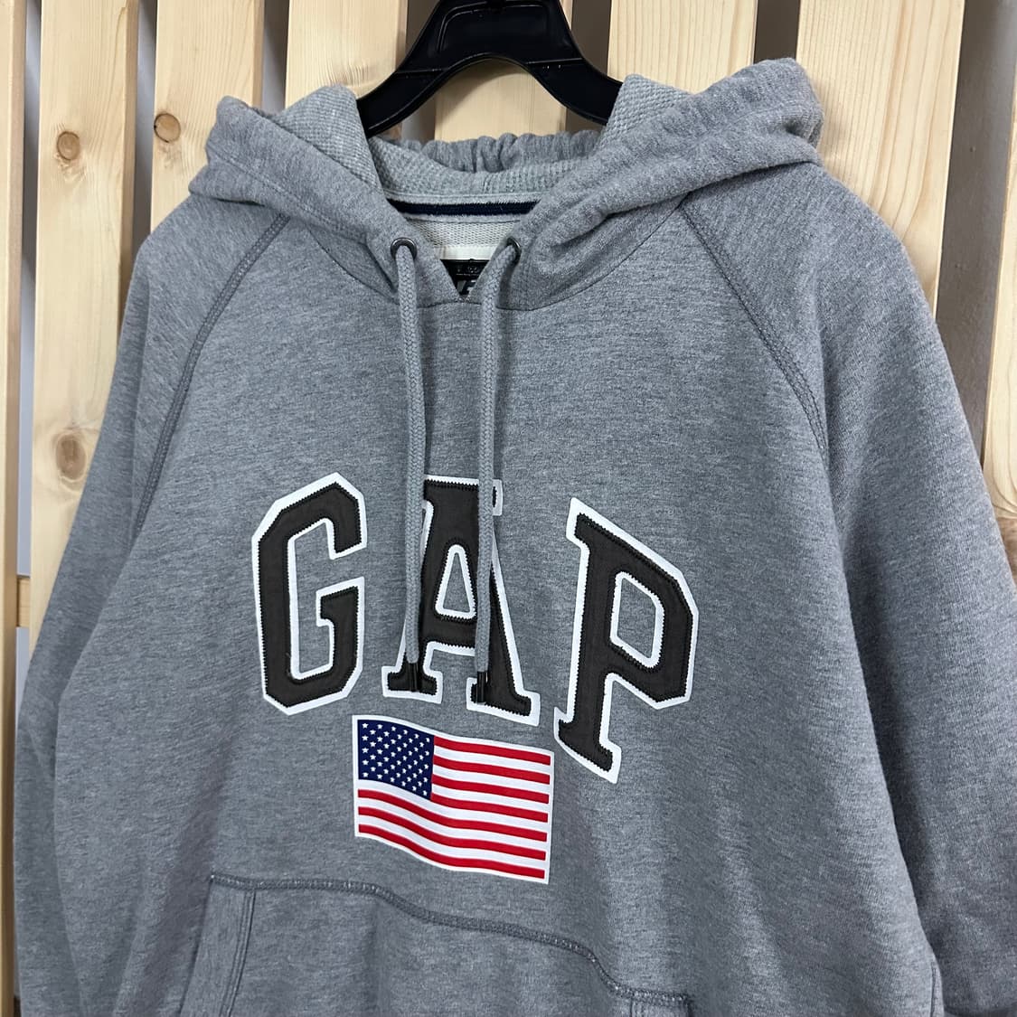 (M) GAP 갭 성조기 그레이 후드티 상품이미지4