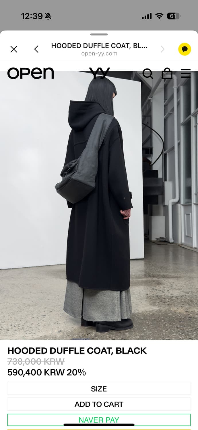 오픈와이와이 open yy HOODED DUFFLE COAT 상품이미지4