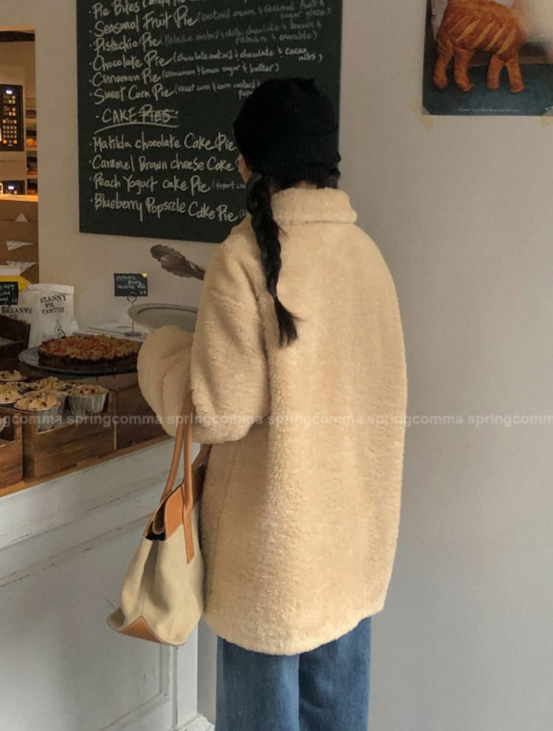 스프링콤마 크리미 덤블 하프 무스탕 코트 상품이미지6