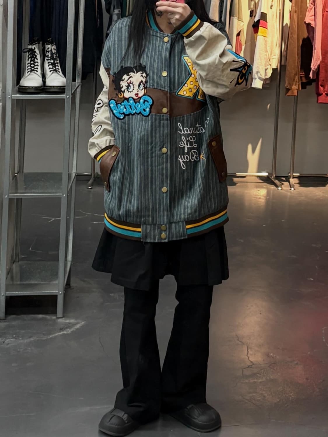 빈티지 베티붑 패치 데님 바시티 자켓 A3527 상품이미지1