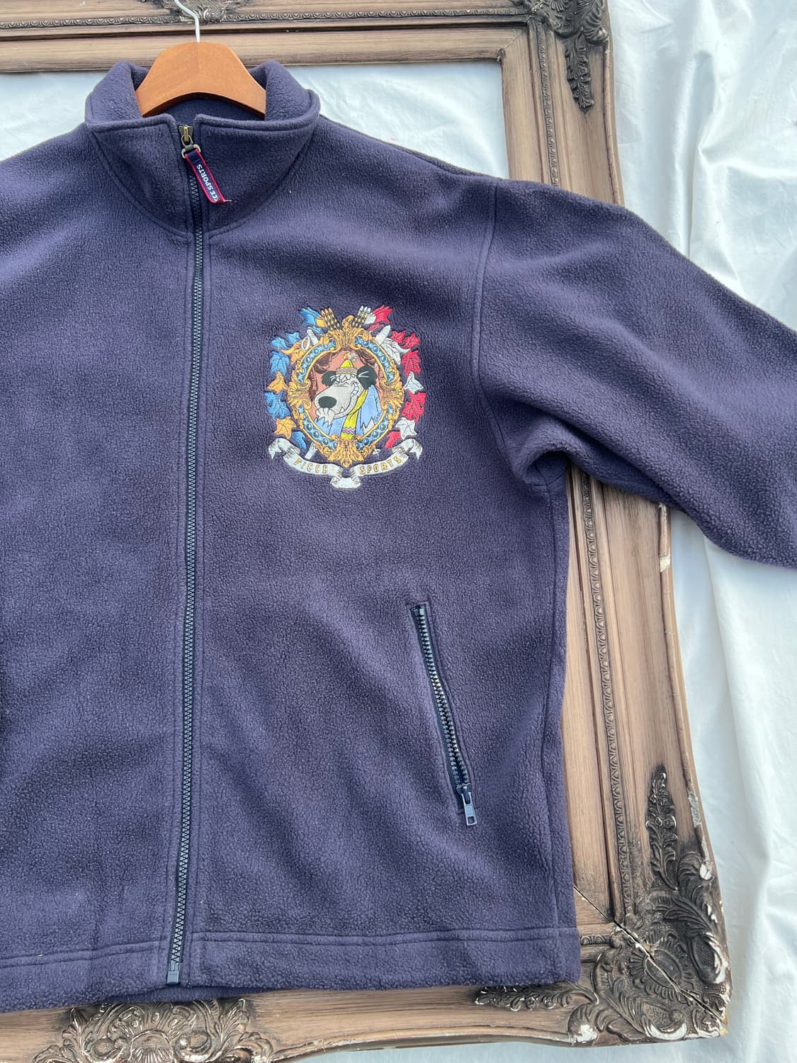 네이비 플리스 집업 자켓 (자수 그래픽) 상품이미지5