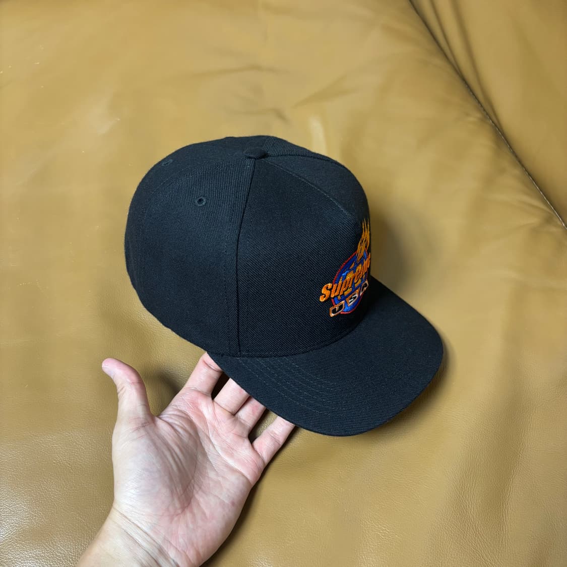 Supreme 슈프림 USA 플레임 블랙 6패널 볼캡 모자 (Black) 상품이미지3