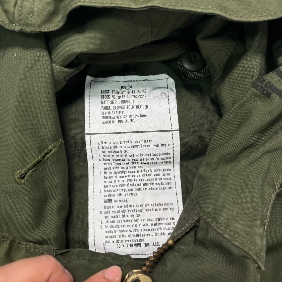 100 미군 오리지날 피쉬테일 개파카 m65 상품이미지3